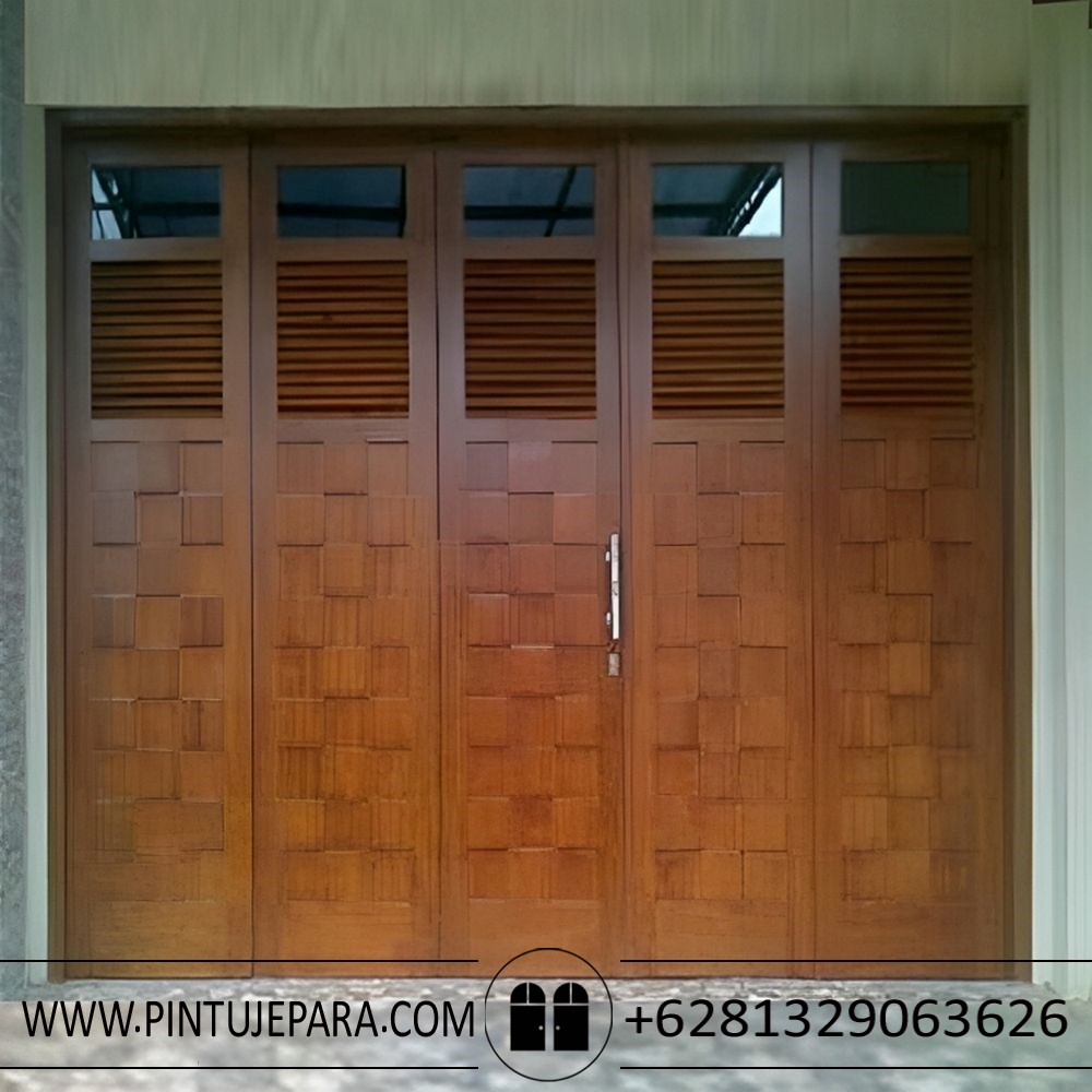 Pintu garasi jati minimalis opening lipat PJ-73