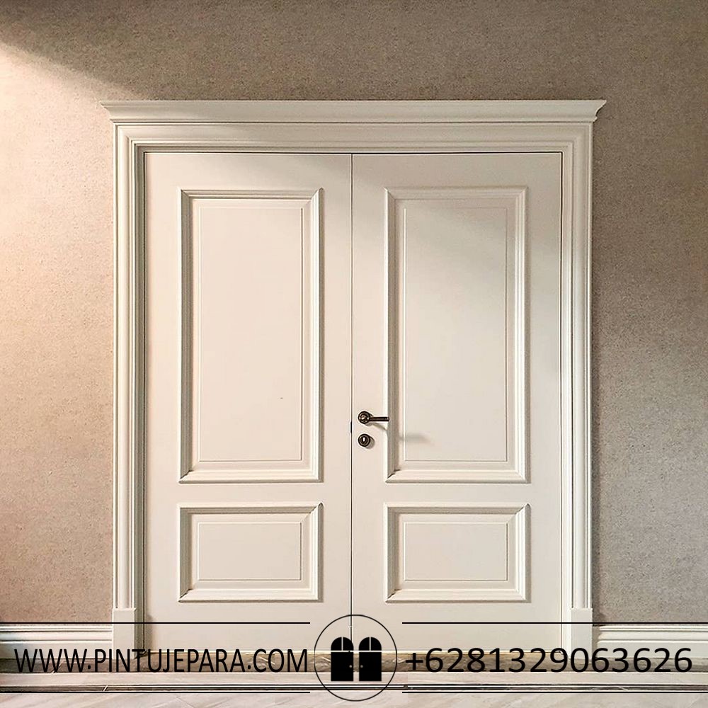 Pintu rumah 2 daun klasik cat duco putih PJ-163