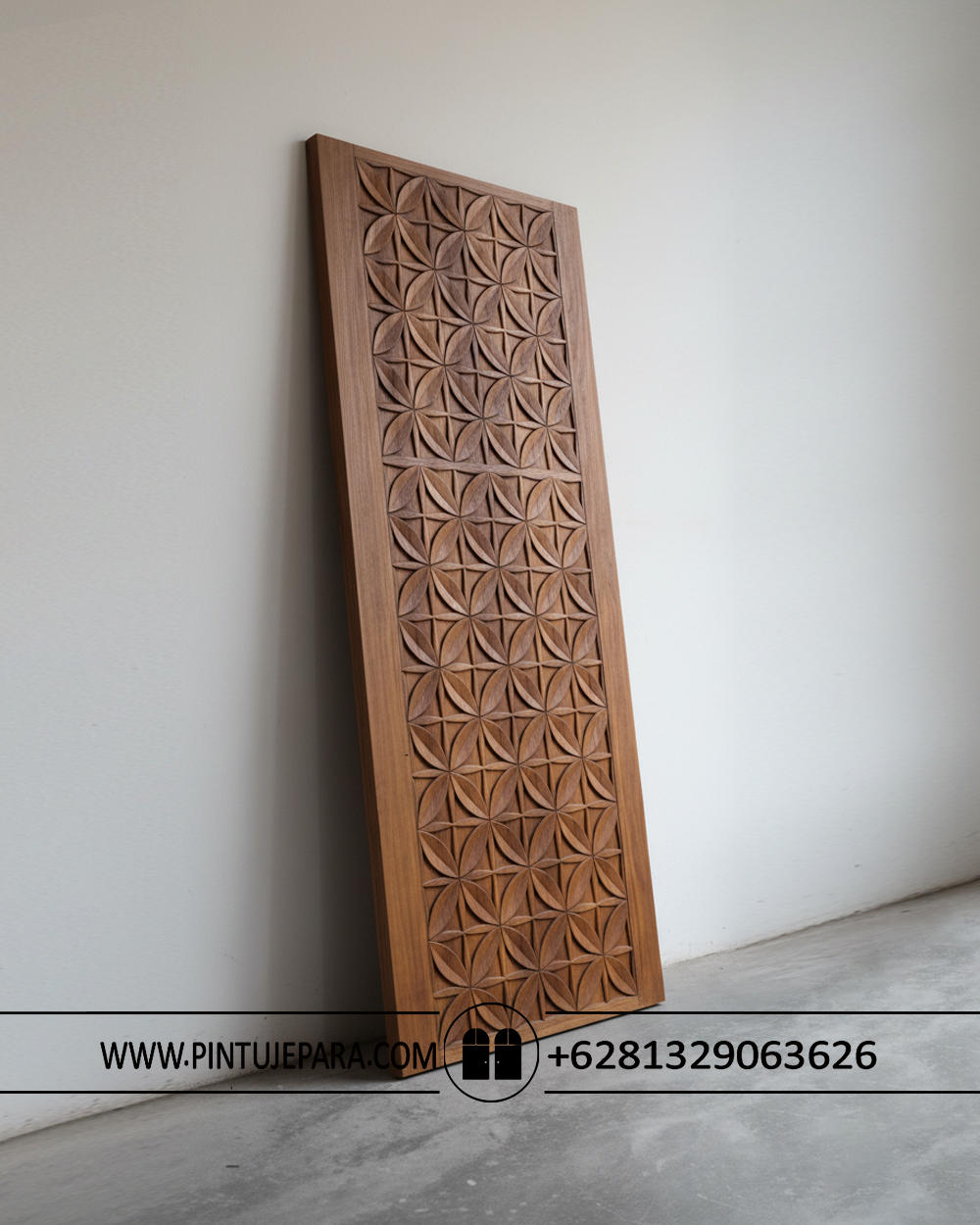 Daun pintu kayu jati ukiran kawung single PJ-376