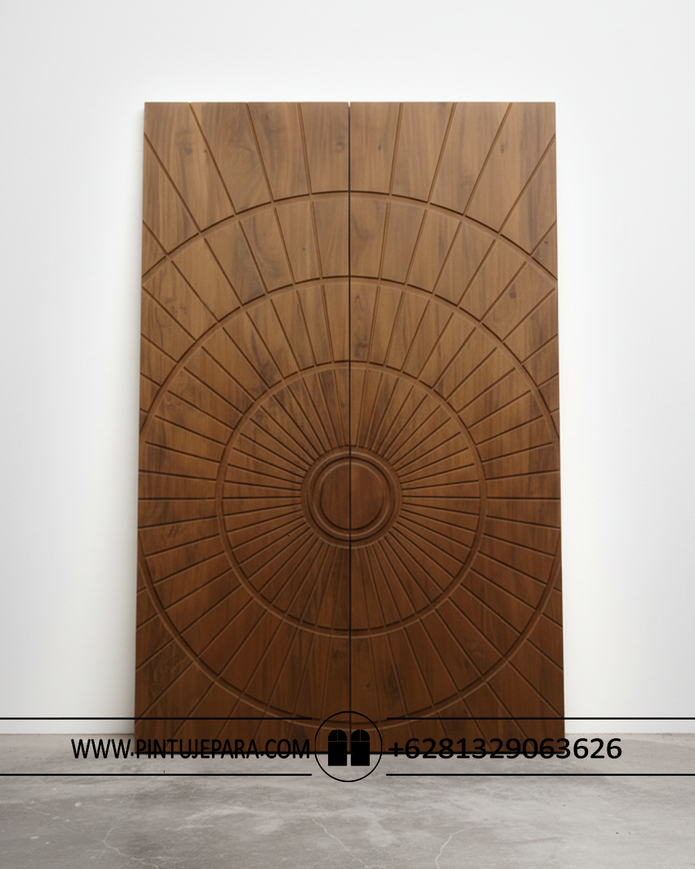Pintu Jati minimalis modern Radial Geometris PJ-373