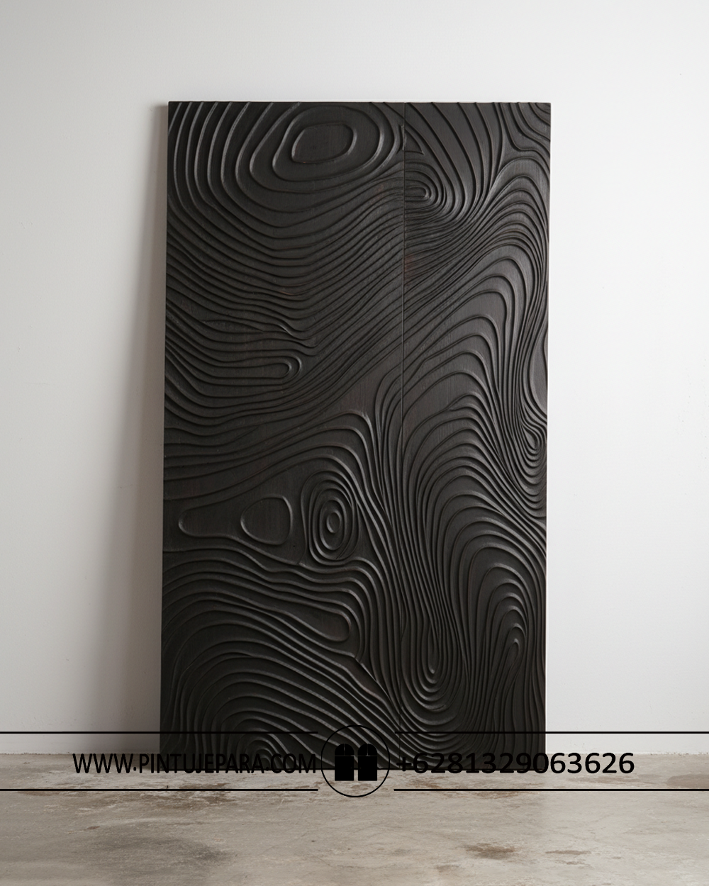 Daun pintu ukir modern CNC 3d wafe double besar kecil PJ-383